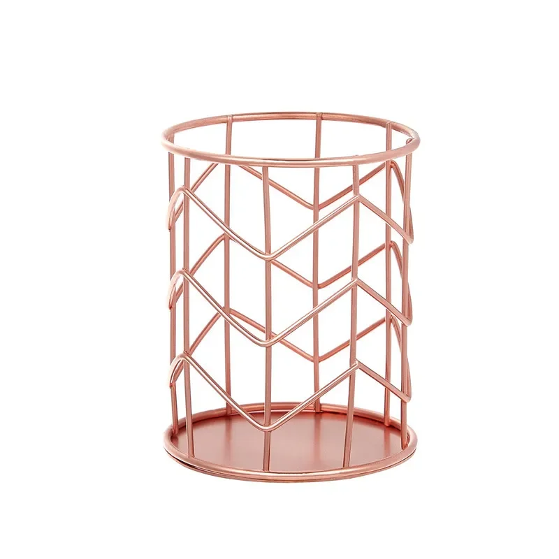 Cosmetics Makeup Brushes Storage Box Cylindrical Case Storage Lipstick Brush Pen Holder Organizer Wrought Iron Pen Storage