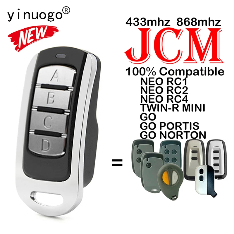 JCM Compatible NEO RC1 RC2 RC4 TWIN-R MINI Remote Control Duplicator JCM GO PORTIS/NORTON Garage Door Remote Control(433/868)MHz