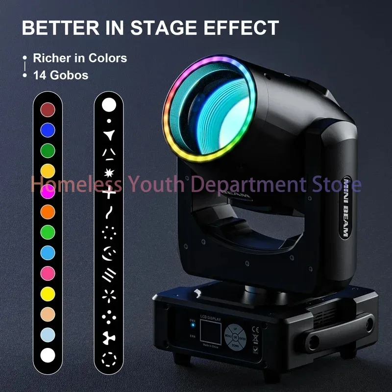 230W Moving Head Lights RGBW DMX512 Stage Lights DMX Controlled Sound Activated Play DJ Light For Wedding Party Music