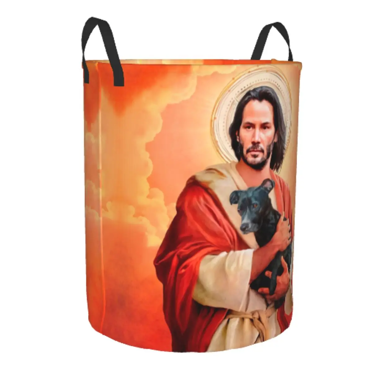 Custom Jesus Saint Meme Keanu Reeves Laundry Basket Collapsible Baby Hamper for Nursery Toys Organizer Storage Bins