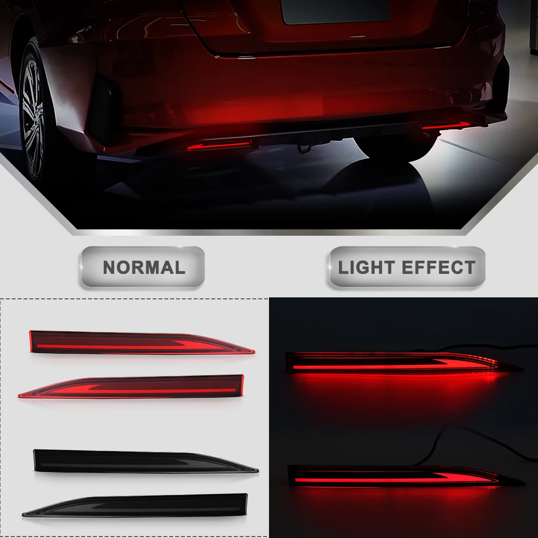 

Для Toyota Yaris Ativ Vios 2022 2023: Светодиодные задние бамперные фонари (2 шт.), стоп-сигналы, указатели поворота, предупреждающие и ходовые огни, автомобильные аксессуары, 12В