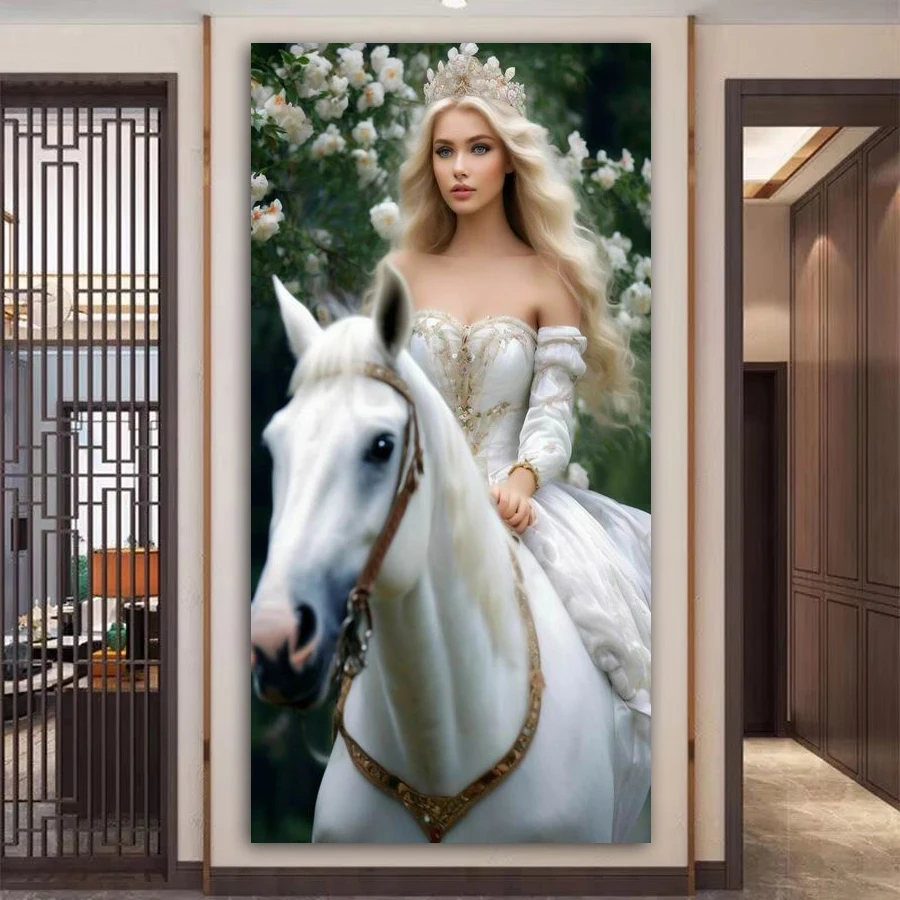 

Fullcang Diy Large Size Diamond Painting New Collection Princess And Horse Full Drill Mosaic Embroidery Animals Woman Picture