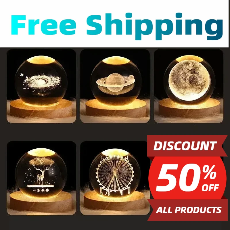 【할인 보조금 브랜드 세일】야간 조명 책 생일 LED 야간 조명 3D 크리스탈 볼 태양광 산타클로스 어린이 크리스마스 선물