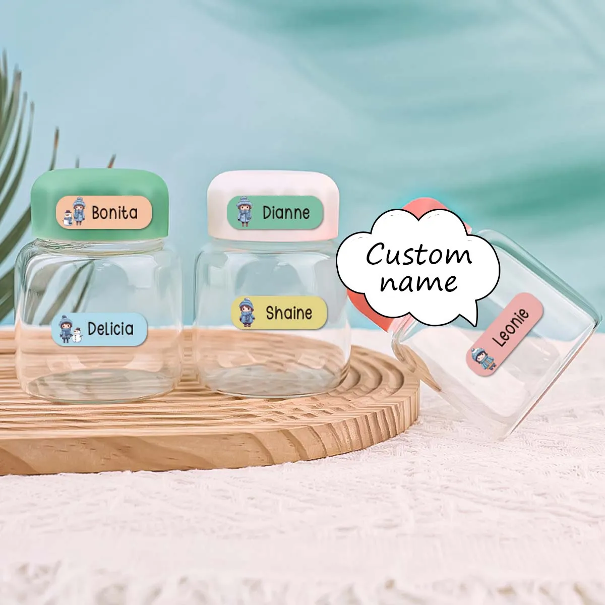 60/120pc snowman Customized Name Stickers Customized Name Stickers Scrapbook Stickers Personalized Tag Pencil Tag
