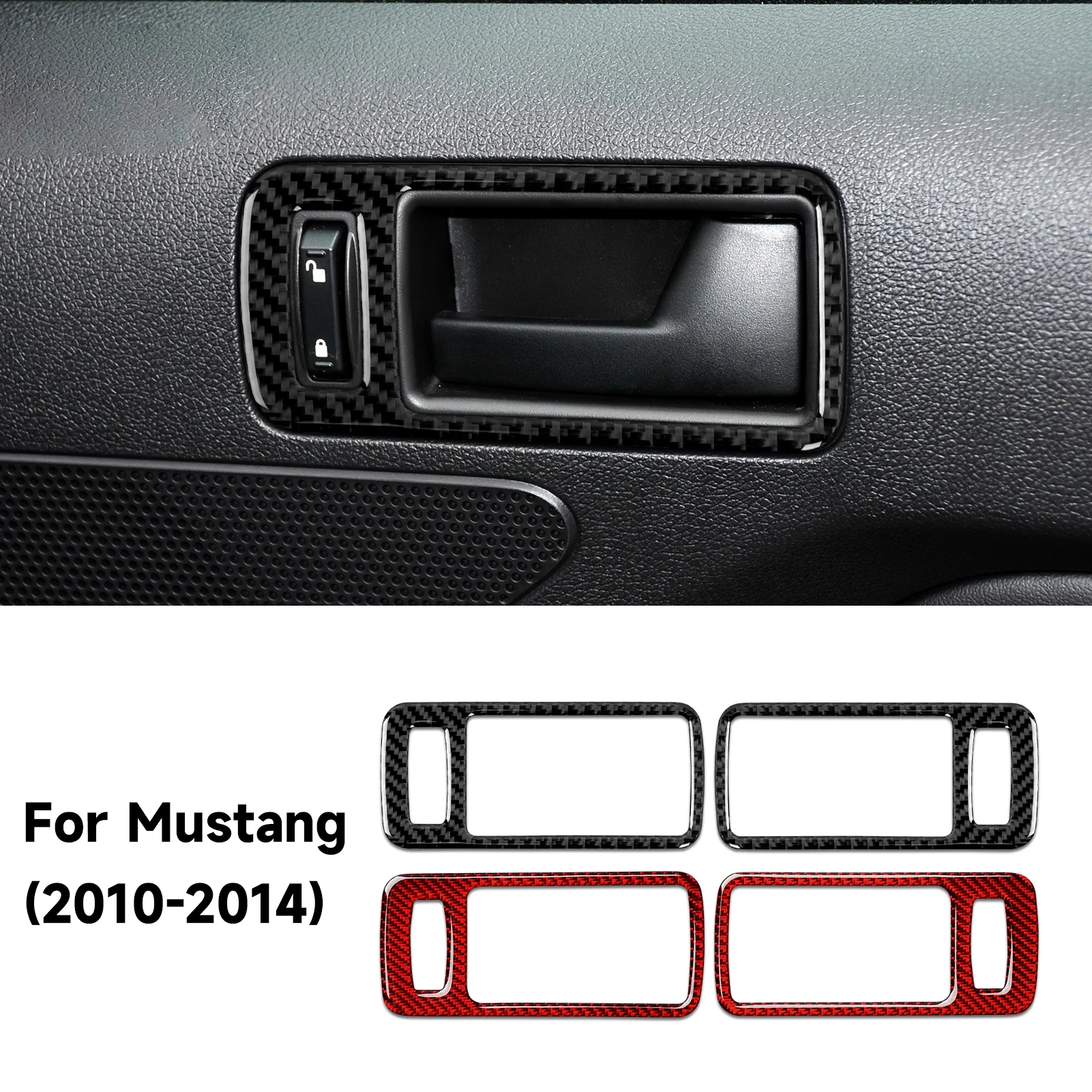 For Ford Mustang GT Shelby (2010-2014) Carbon Fiber Interior Sticker Car Inner Door Bowl Panel Trim Accessories