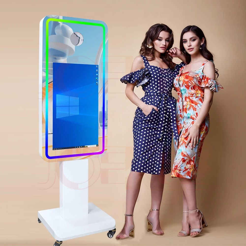 21.5 inch Portable Mirror Photo Booth Selfie Machine Built-in Mini PC Touch Screen Magic Mirror Photo Booth for Partys Events