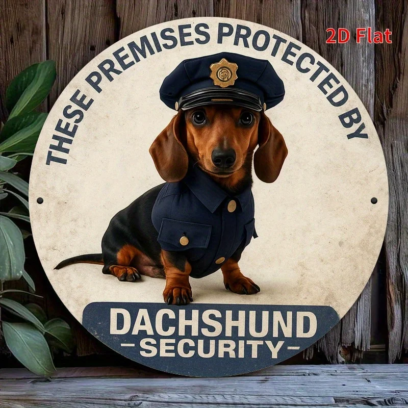 (or Pair - see note) Dachshund Security Metal Plaque - German Shepherd-like barking dog security system decoy - -Theft Sign for