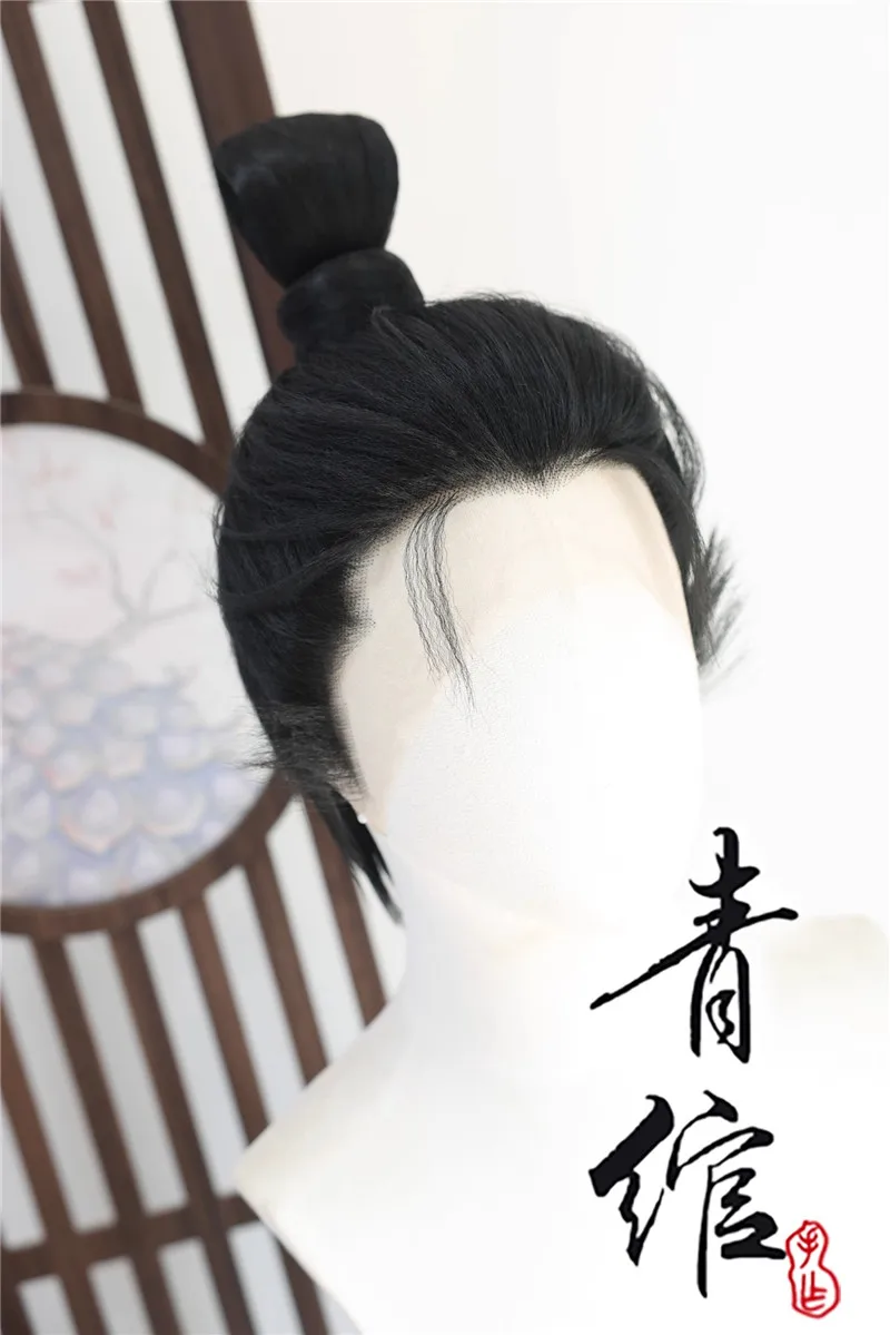 Peruka Cosplay Halloween w stylu Daoge Where Winds Meet, czarna, w stylu starożytnym, rekwizyt, imitacja ręcznie robionej peruki COS