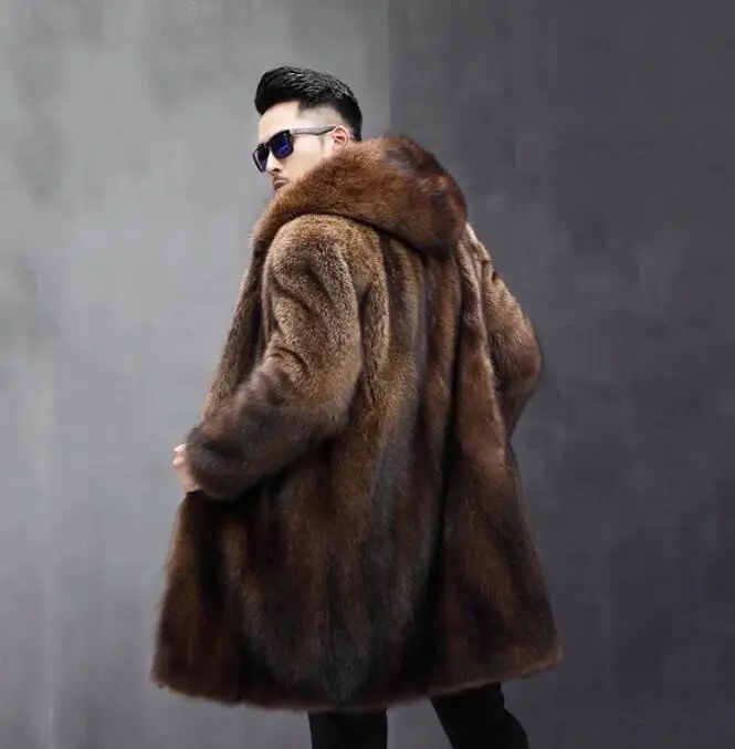 Men's Clothing Fur Jackets Mid-length Faux Fur Coat High Quality Warm Design Thick Business Casual Outerwear New