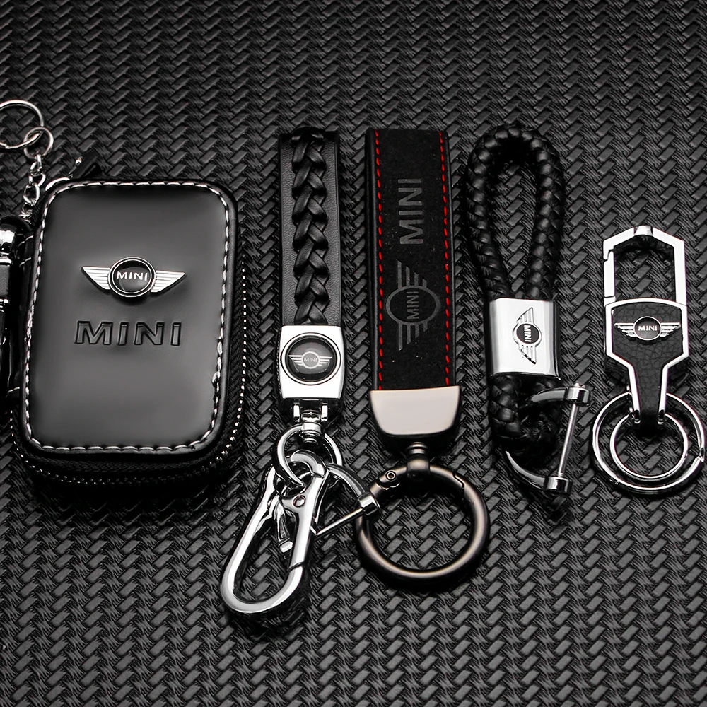 Car Styling Leather Key Chain Metal Circles Key Charm For MINI Cooper F54 F55 F56 F57 F60 R60 Countryman JWC Accessories