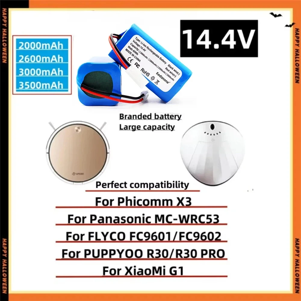 New 4S1P 14.4V 3500mAh Li-ion Battery Pack,For XIAOMI MIJIA Mi Robot Vacuum-Mop Essential G1 MJSTG1, SKV4136GL H18650CH R30 R35