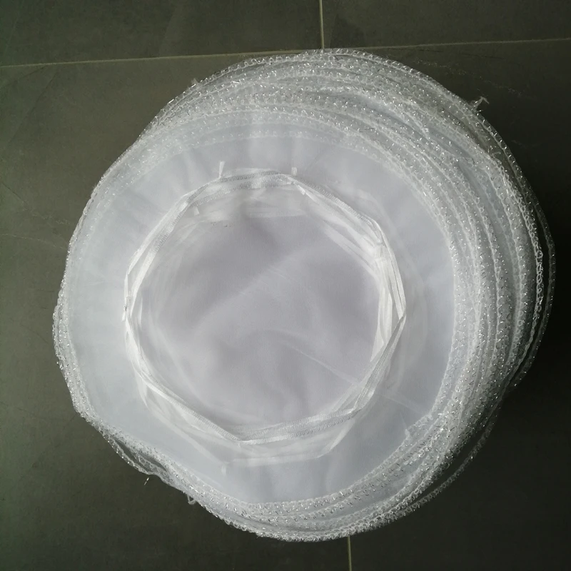 26cm 100pcs Round White Gift Packaging Bags Party Favor Bag For Wedding Christmas Women Organza Drawstring Package Display Pouch