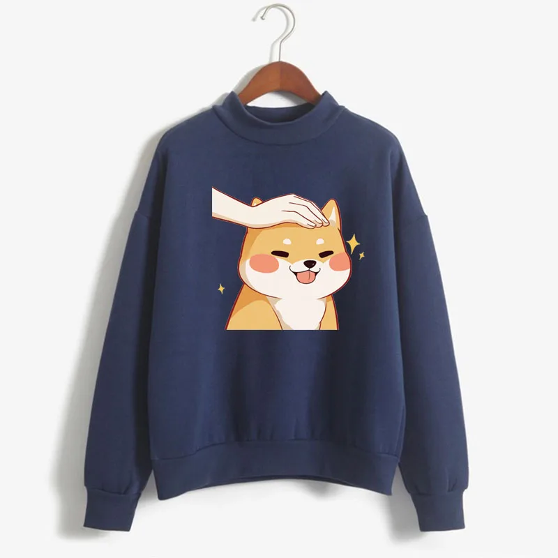 

Cute Shiba Inu Dog Print Women Sweatshirt Sweet Korean O-neck Knitted Pullover Thick Autumn Winter Candy Color Lady Clothing