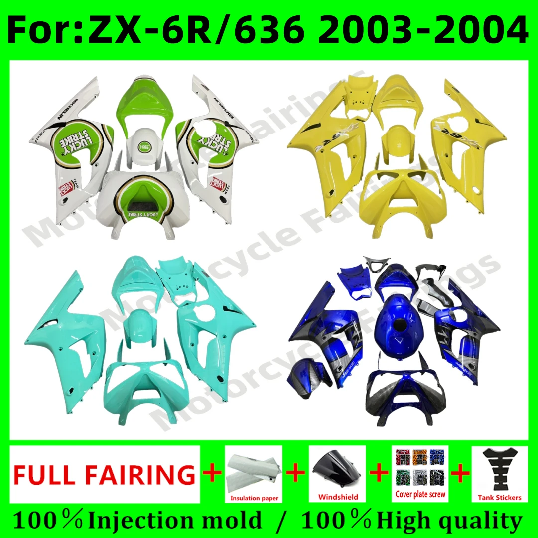 New ABS Plastic whole Motorcycle Fairing kit Fit For KAWASAKI Ninja ZX6R 636 ZX-6R 2003 2004 03 04 Custom full fairings bodywork
