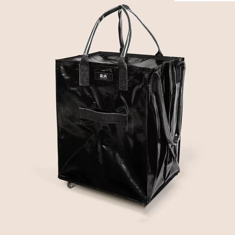 

Foldable Rolling Shopping Bag with Wheels Portable Grocery Tote Bag 2 in 1 Hand Truck Lightweight Luggage Cart Reusable Family