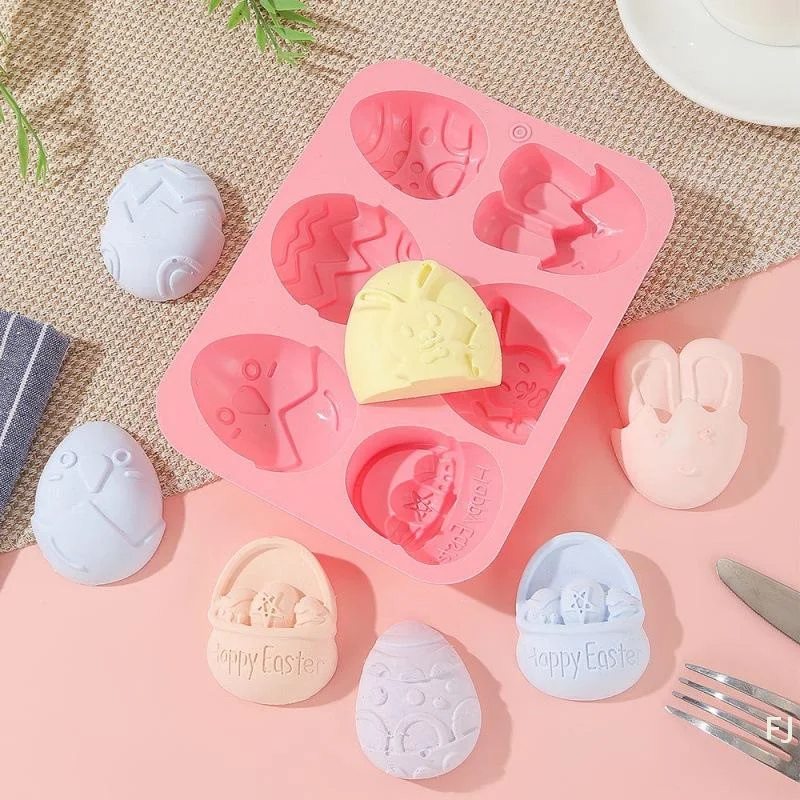 [YU]Easter Bunny Egg Shaped Silicone Mold DIY Cake Cookies Mold Chocolate Candy Baking Tool For Easter Birthday Party Decoration