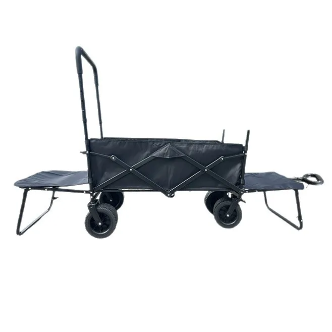 Folding and gathering double drive camp car outdoor large camping trolley portable camping cart