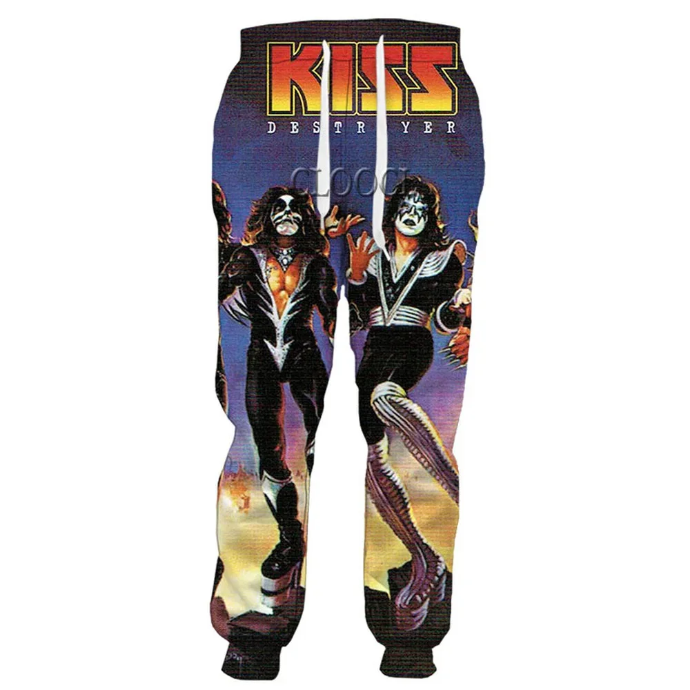 HX  Hip Hop Rock Metal Kiss Band 3D Print Men Women Fashion Pants Unisex Casual Harajuku Sweatpants Trousers DropShipping