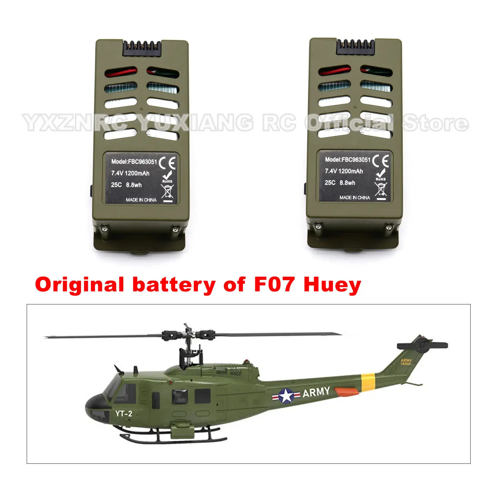 

YuXiang F07/F07-V UH-1D HUEY 7,4 В 1200 мАч LiPo аккумулятор для вертолета аксессуары