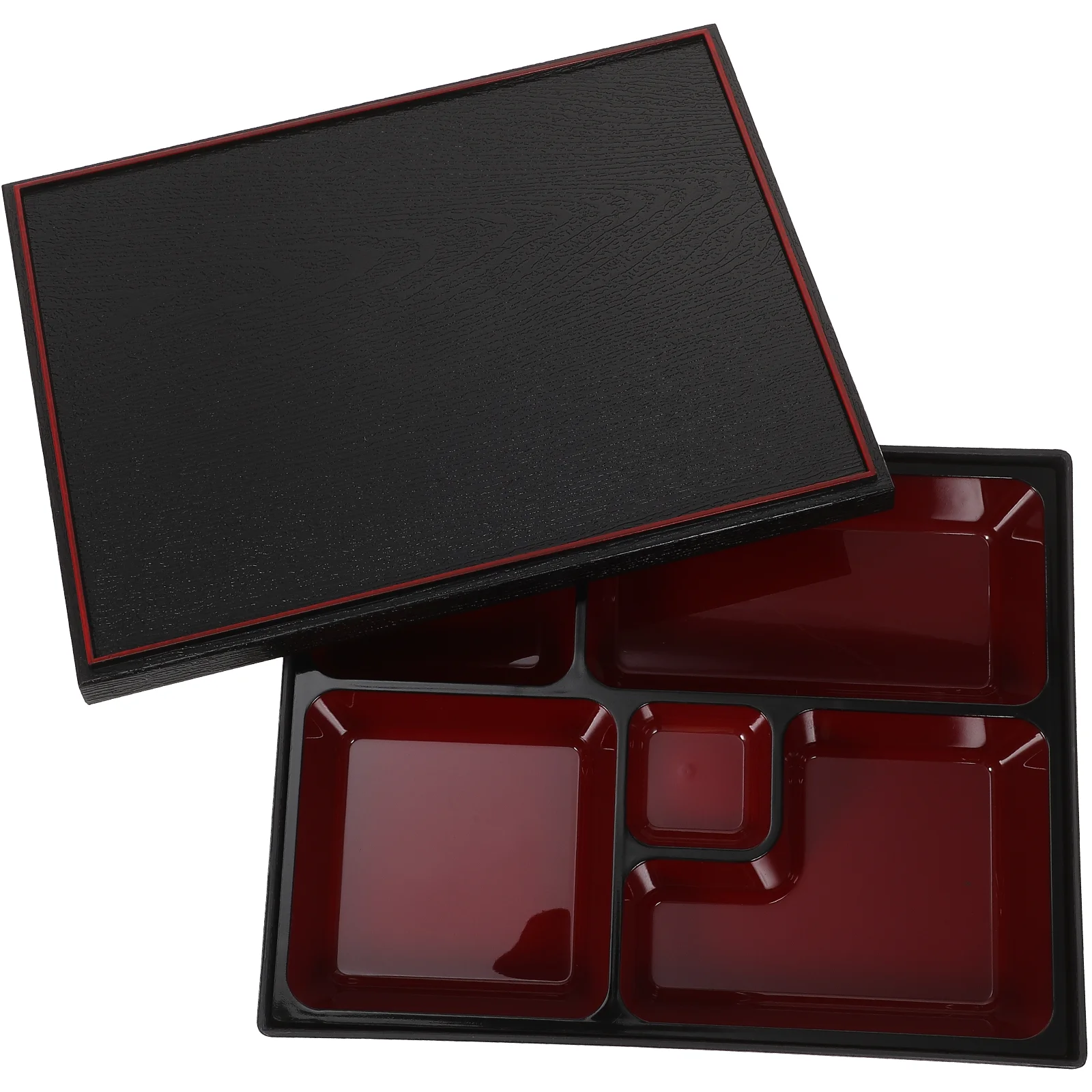

Wood Grain Lightweight Portable Sushi Containers Reusable Black Food Storage Japanese Picnic Lunch Eel Box Outdoor