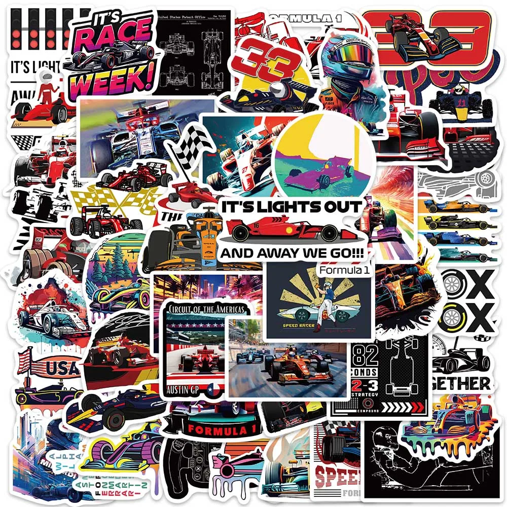 50PCS Cool F1 Formula One Racing Stickers Graffiti Decals For Laptop Luggage Phone Shell Scrapbook Fridge Car Exquisite Stickers