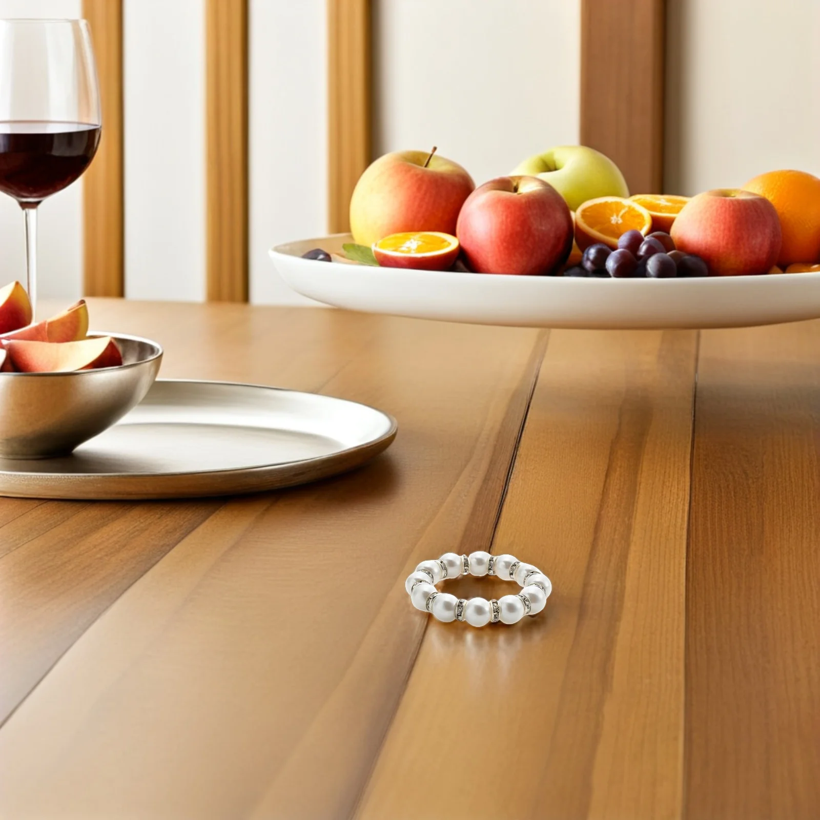 

15Pcs Beaded Imitation Pearl Napkin Rings Buckles Wedding Party Banquet Dinner Table Decor Imitation Pearl Napkin Rings