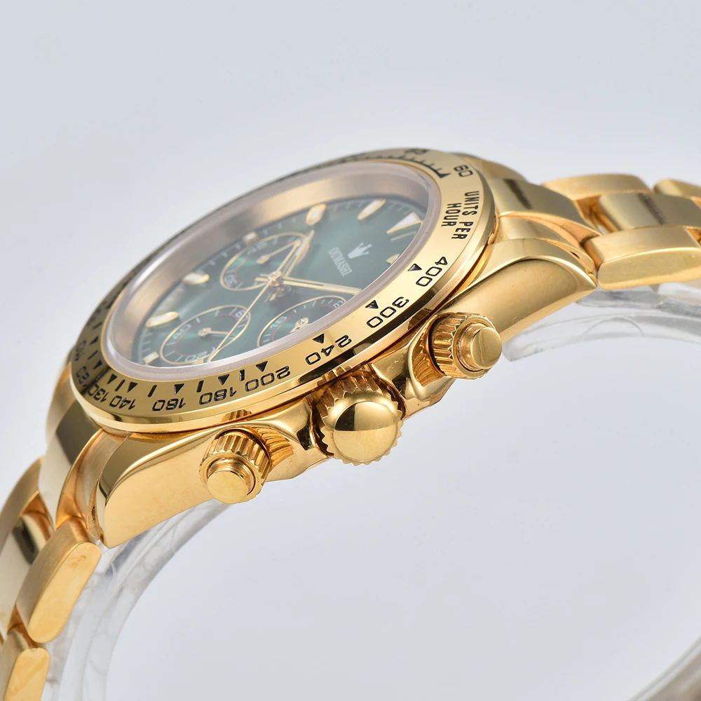 Orologio VK63 personalizzato da 39 mm Cronografo da uomo Vetro zaffiro VK63 Quadrante con movimento Lancette luminose Orologi VK63 da uomo in acciaio inossidabile