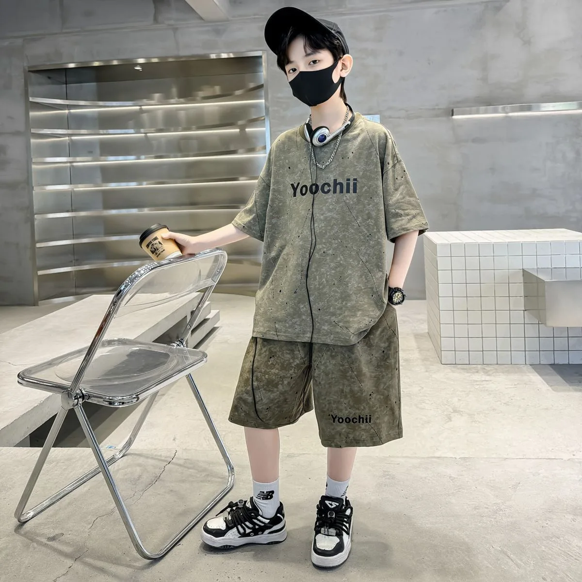 2026 summer Teens Boys Clothes set Outfit Kid letters Tracksuit Child t-shirt top + letters shorts pant 4 8 10 12 14 Year