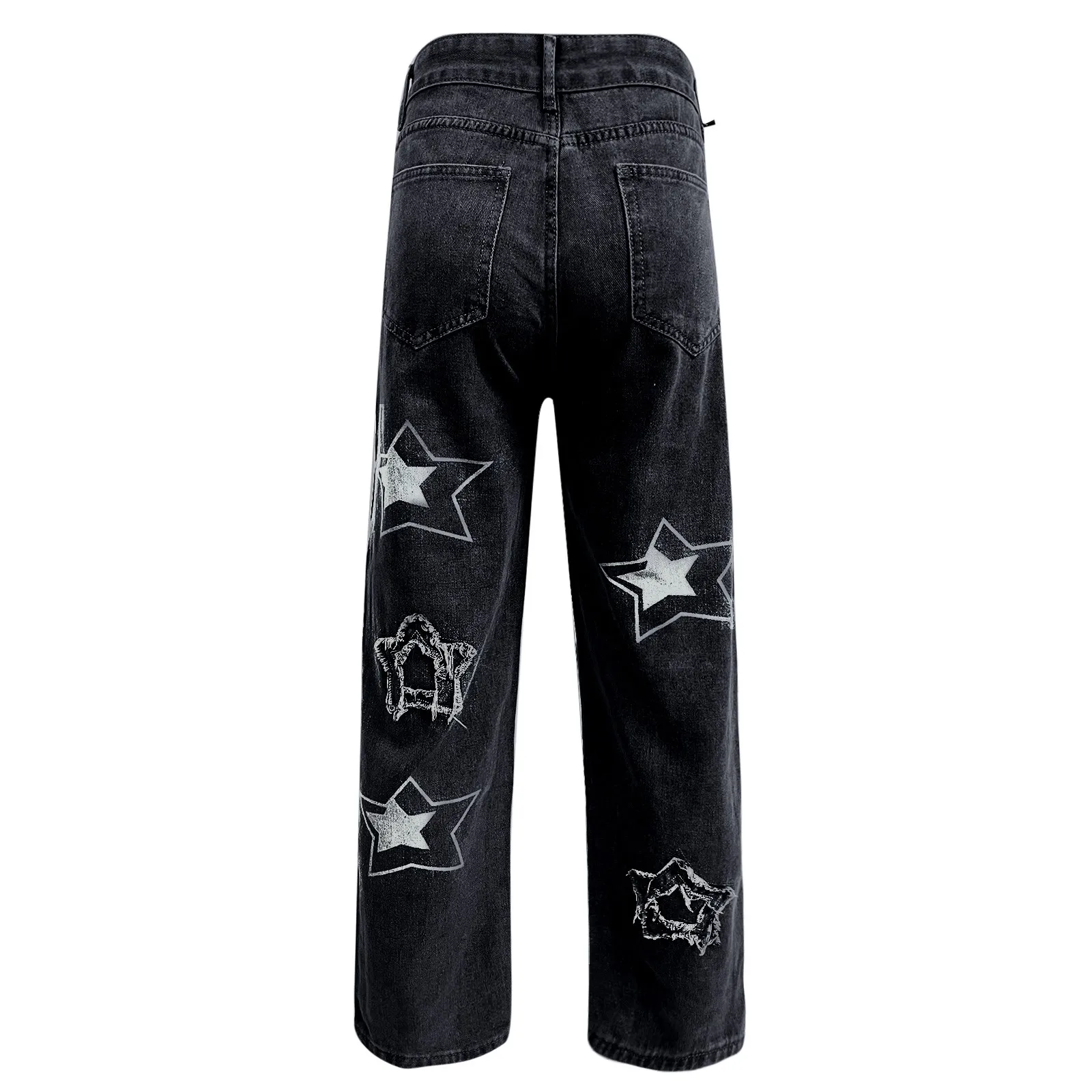 2024 New Fashion Star Embroidery Men's Jeans Y2K Vintage Hip Hop Pants Straight Trousers Floor Pants ropa hombre