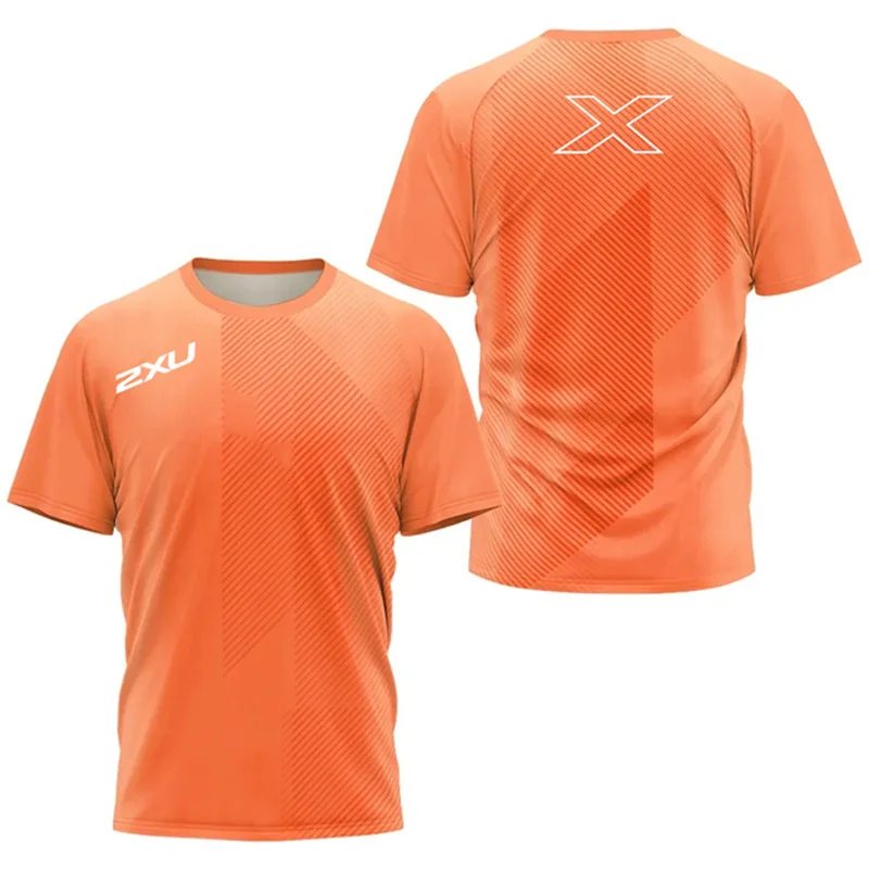 

Мужская футболка, летняя дышащая, быстросохнущая, спортивный тренировочный костюм для бадминтона с короткими рукавами, модный свободный топ для фитнеса с круглым вырезом