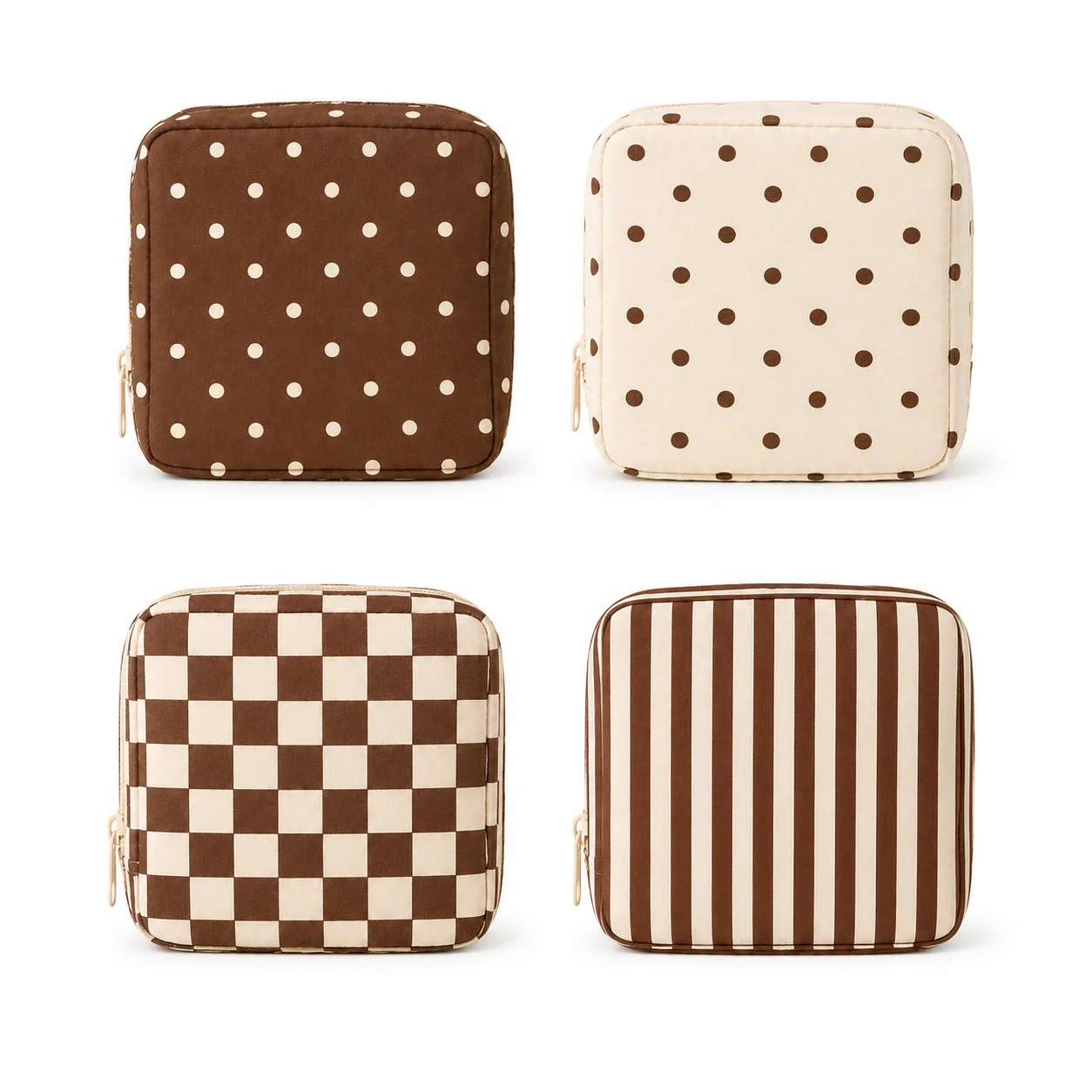 Sanitary Pad Bag Brown Pattern Storage Pouch Large Capacity Feminine Hygiene Organizer Travel Period Bag Women Daily Essentials