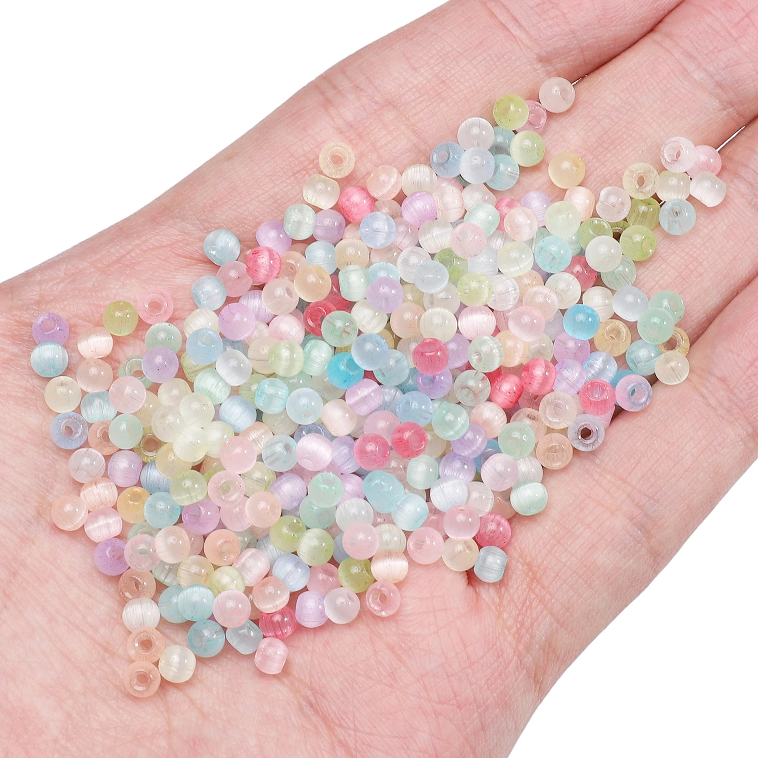 

Sparkling Cat's Eye Glass Beads 4mm - Premium DIY Jewelry Making Supplies for Necklaces Bracelets (10g/Pack)