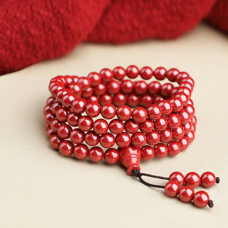 Cinnabar Bracelet, Female Emperor Sand, 108 Buddha Beads, Three Circles, Multiple Circles Bracelet, Birthday Gift