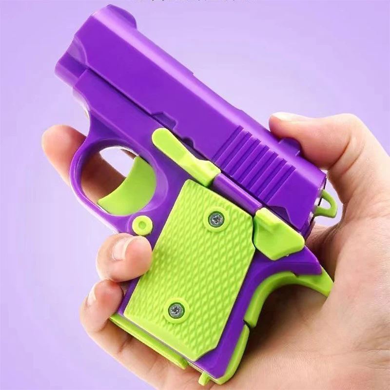 Plastic Mini Gun Manual Burst Pistol Stress Relief Pistol Toy 3D Printed Gravity Fidget Gun Stress Relief Toy Christmas Gift