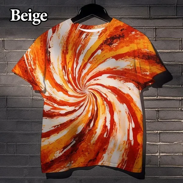 Colorful Tie-dye Pattern 3D Printing T-shirt Fashion Casual Personality Street Trend T-shirt Cool Fun Short-sleeved Top