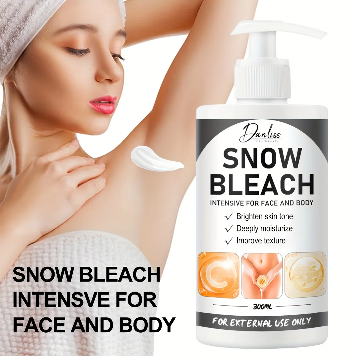 Snow Bleach Cream Private Parts Face And Body Fast Bleaching Underarm Strong Whitening Cream Bleach Whitening 300ml