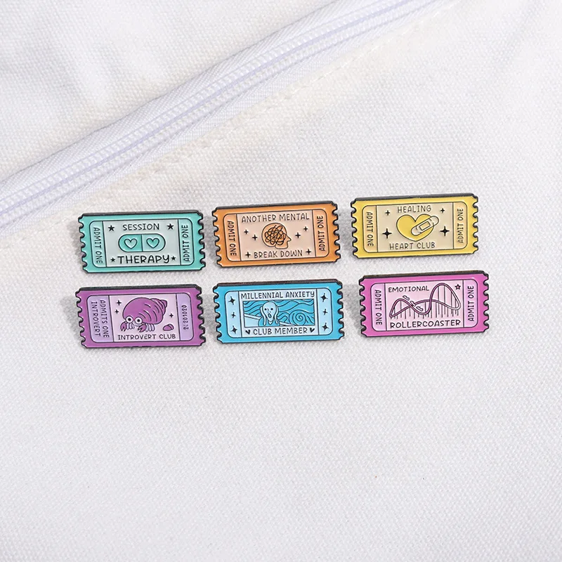 Mental Health Mood Stamp Enamel Pins Custom EMOTIONAL ROLLERCOASTER Brooches Lapel Badges Funny Jewelry Gift for Friends