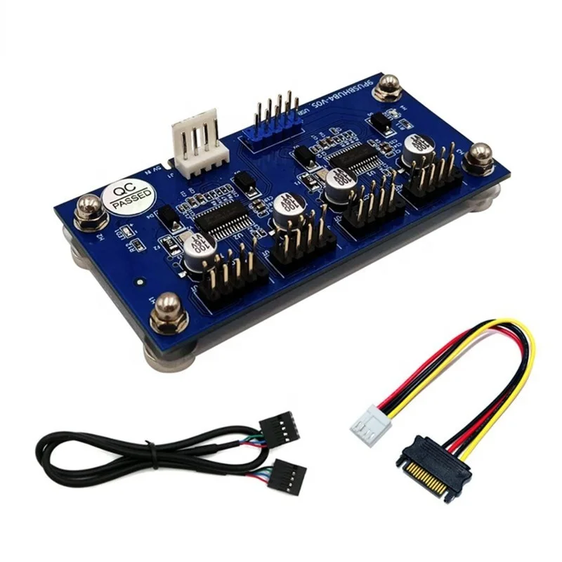 M/B 9 Pin Male Header to 4 Port 9 Pin USB2.0 Male Adapter Connector with Magnetic Base