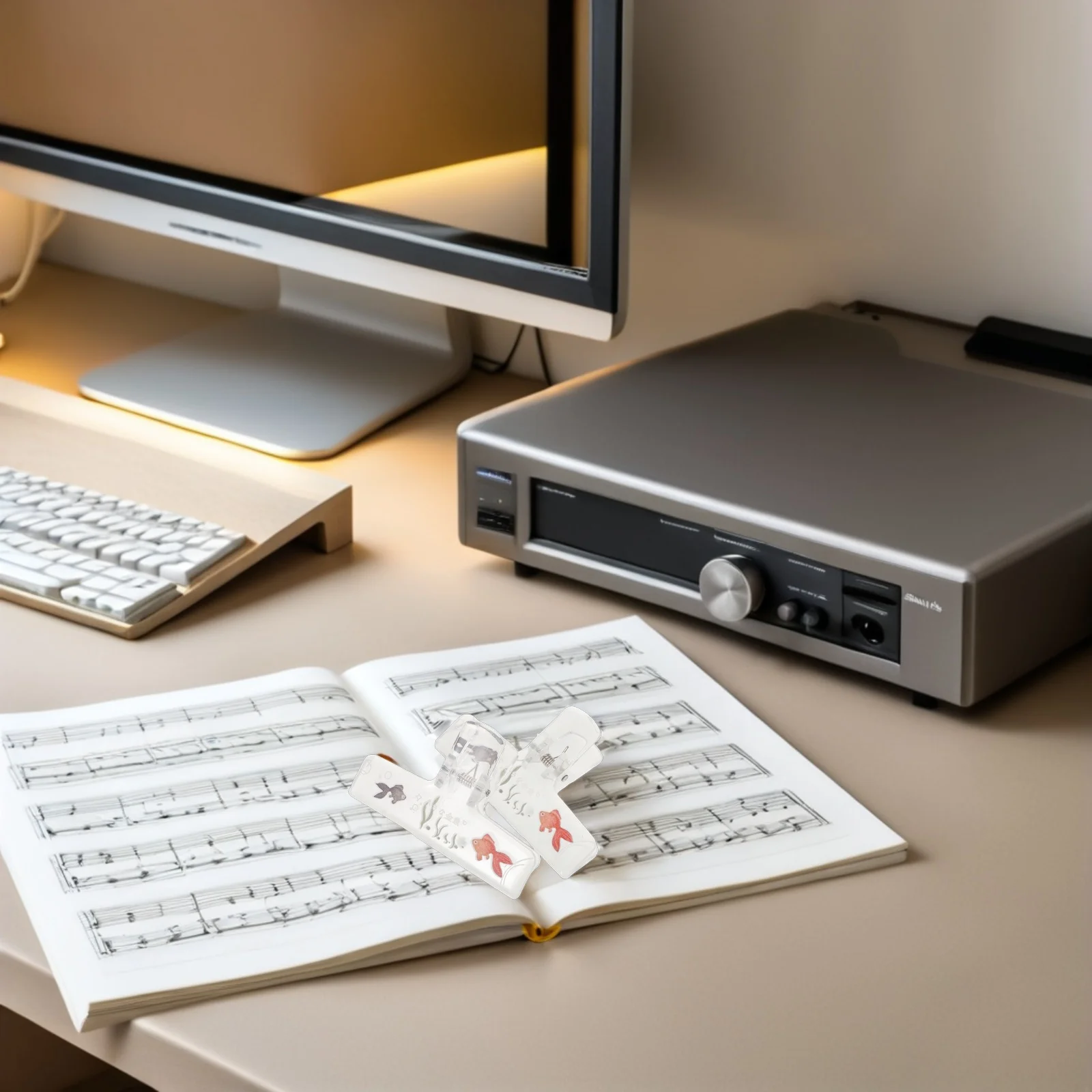 

2Pcs Transparent Acrylic Music Sheet Holder Clips Piano Violin Guzheng Clear Book Page Holders for Practice Music Book Clip