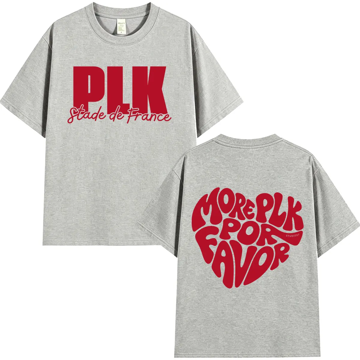 PLK Stade De France 2026 Tour Merchandise Doppelseitig Bedrucktes T-Shirt für Männer und Frauen, Modische Kurzarm-Oversize-Baumwoll-T-Shirts – Detail 6