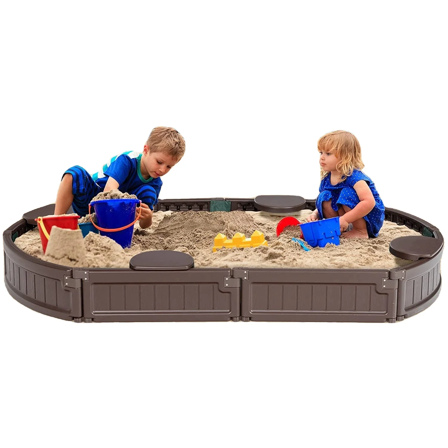 Plastic Oval 6FT Sandbox Sandpool for Kids on Beach with Base and Cover