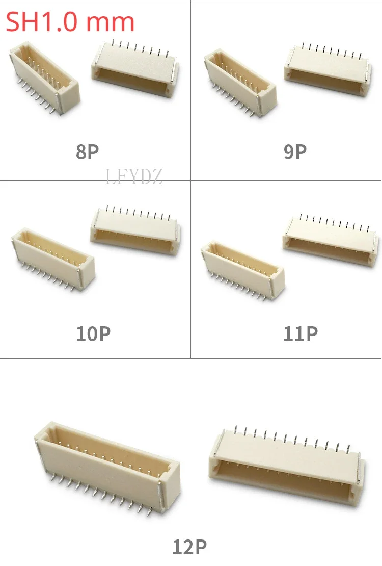 20Pcs/lot SH1.0 mm Vertical SMD 1.0mm Spacing Connector 2P/3P/4P/5P/6P/7P/8p-12p Vertical Sticker Socket Terminal connector