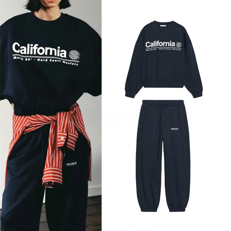 

Круглая толстовка Ne Long Sve с принтом 4424005, повседневные спортивные штаны, длинные брюки Spor, 4424006, модный комплект из двух предметов для...