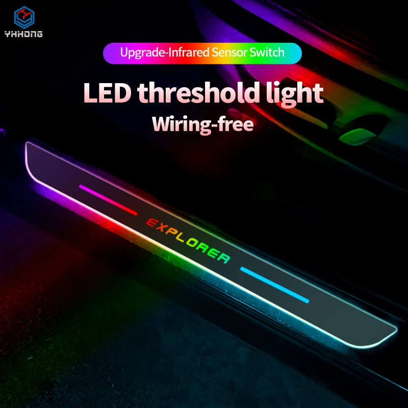 

Acrylic USB Power Moving LED Welcome Pedal Car Scuff Plate Pedal Door Sill Pathway Light For Ford Focus 2 3 4 For Ford Explorer