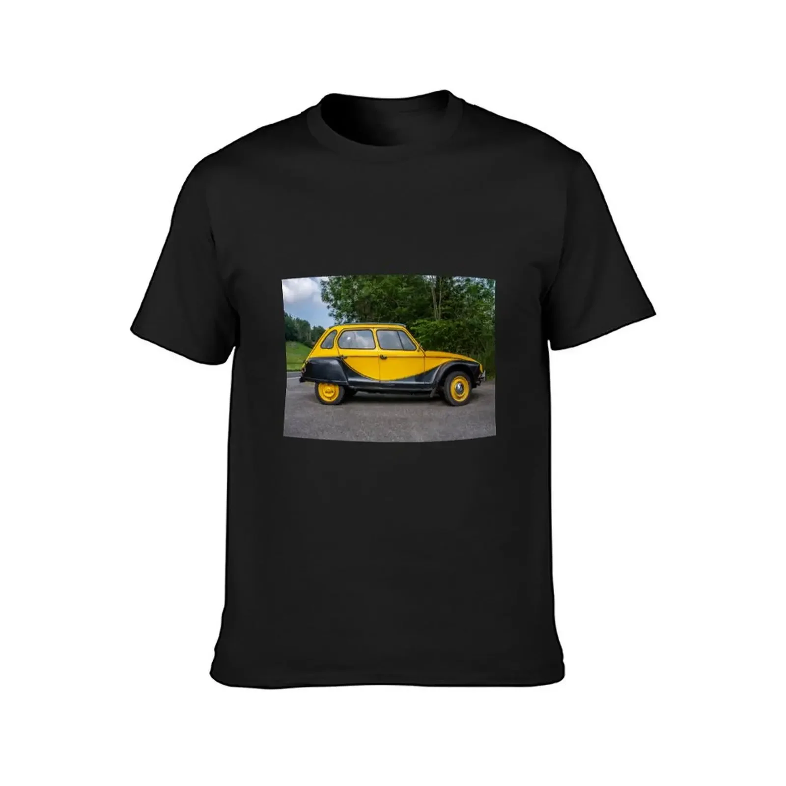 Citroen Dyane in Yellow/Black T-Shirt basketball graphic tees topping cotton graphic tees big and tall t shirts for men