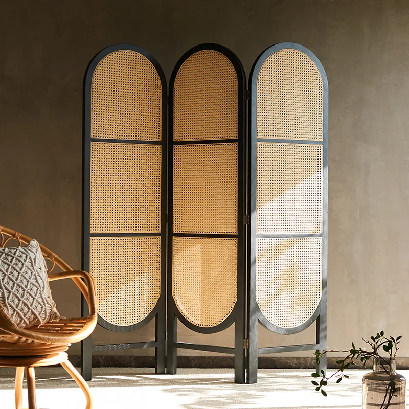 

Customizable Nordic screen rattan hand-folded partition modern small apartment rattan