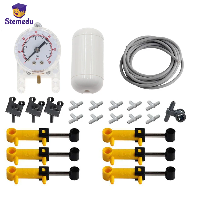 MOC Technical Modified Pneumatic Combo Kit Cylinder Pneumatic Engine Switch Hose Air Power Brick Block 47223 19475 4697B 99021