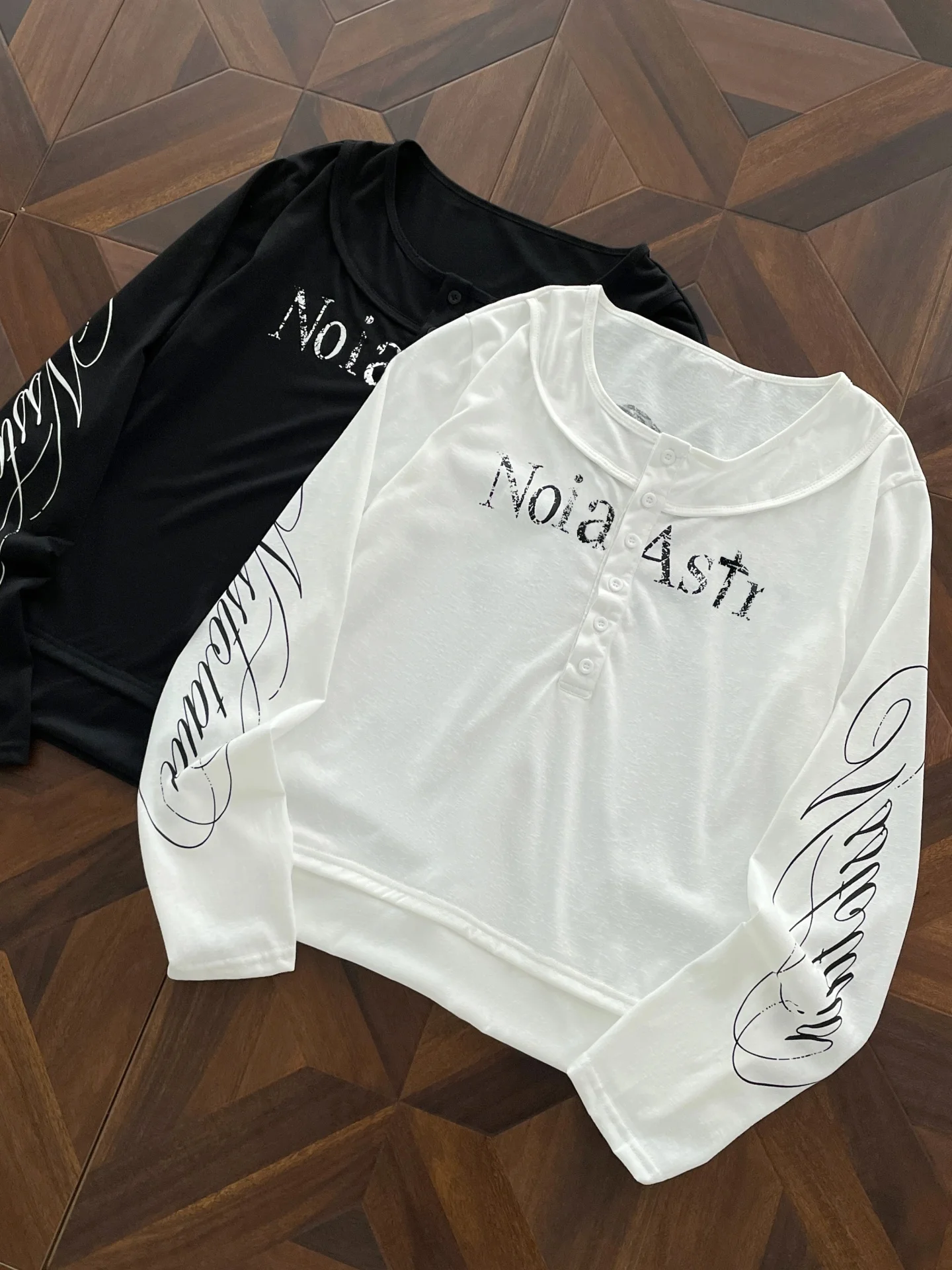 Long Sleeve Skeleton Print T-Shirt Men's American Retro Henry Collar  Y2K Base Shirt Spring Autumn Unisex Universal Fit