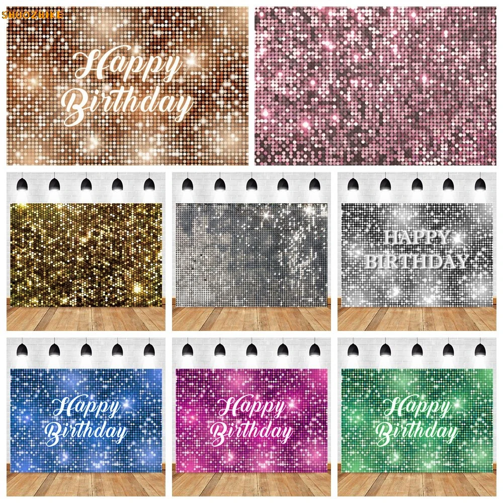 

Glitter Sequins Birthday Party Wedding Photography Backdrop Gold Silver Black Shiny Dots Person Portrait Photocall Background