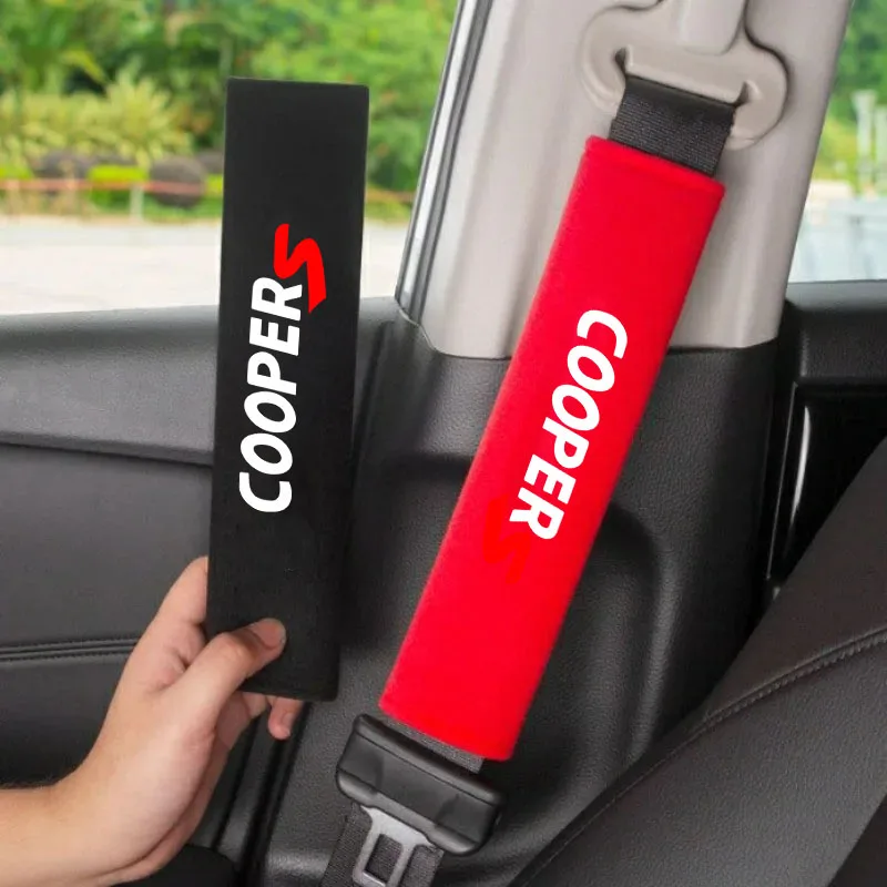 2Pcs Car Safety Belt Cover Adjustable Seat Belt Cover for Cooper S R56 R53 R60 F56 Auto Accessories